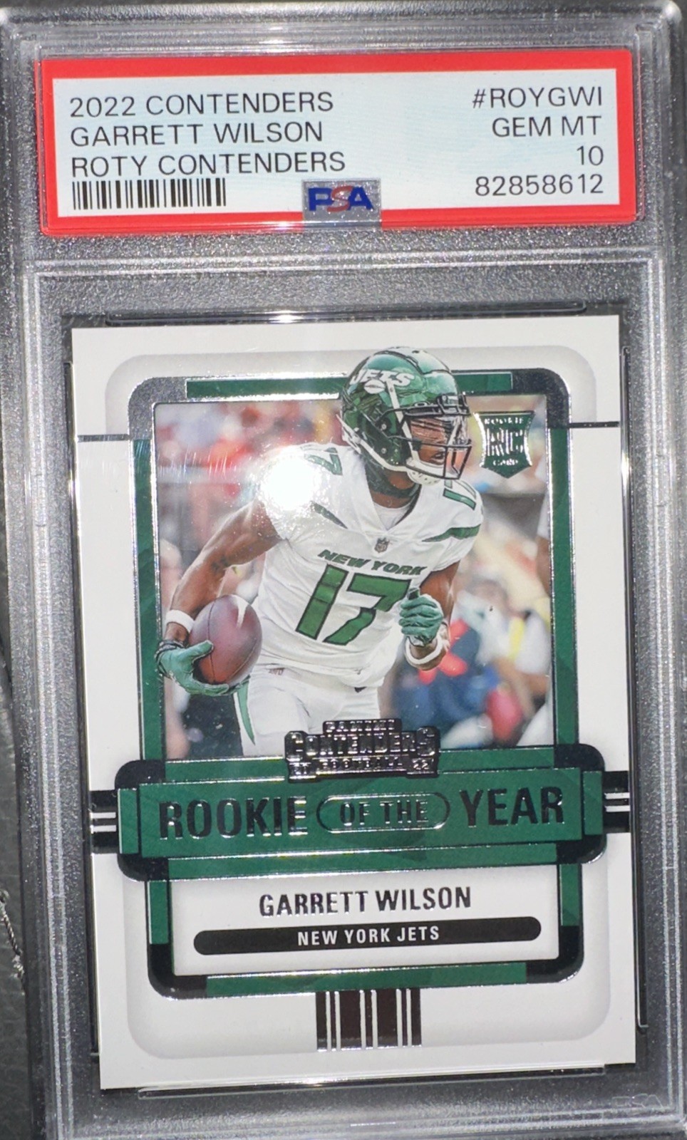 2022 Panini - Rookie of the Year Contenders Garrett Wilson #ROY-GWI (RC) PSA 10