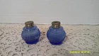 Vintage Hazel Atlas Depression Glass Ribbed Cobalt Blue Salt & Pepper Shakers