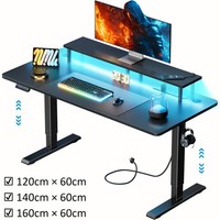 Precision Synergie Electric Standing Desk,  Gaming Computer Desk with LED Lights