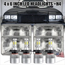 4PCS 4x6" LED Headlights DRL Hi/Lo Fit For 1982-1987 Buick Regal Grand National