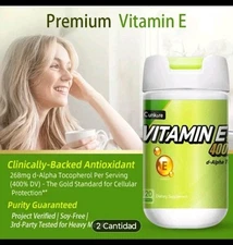 Suplemento de vitamina E natural 400 UI, cápsulas blandas para el cuidado
