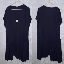 CHALET ET CECI Negro Samantha Chaleco Cárdigan O/S Arrugado Jersey Lagenlook Capas