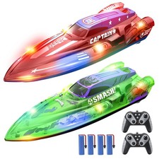DEERC 2er RC Boot 2,4GHz mit LED, 4 Akkus, Re...