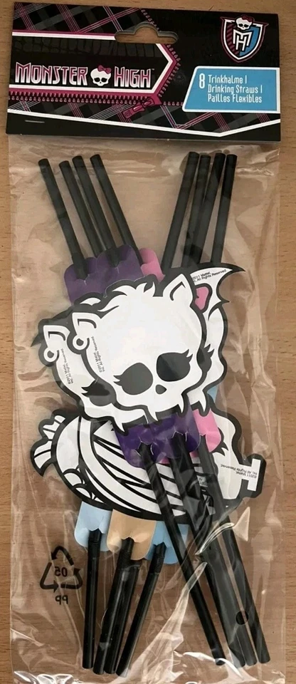2 Packs of 8 (16) Monster High Plastic Drinking Straws Party Fun Fan Sip Drink - Image 2 of 3