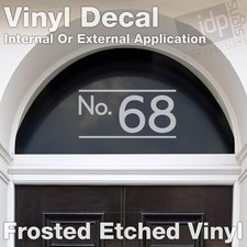 ETCHED FANLIGHT DOOR HOUSE NUMBER VINYL DECAL STICKER - 5 SIZES - EAVES
