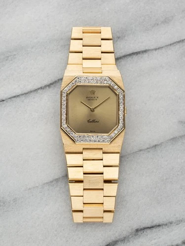 Vintage Rolex Ref 4350 Manual Wind 1970s Champagne Dial Diamond Bezel 27mm Case.