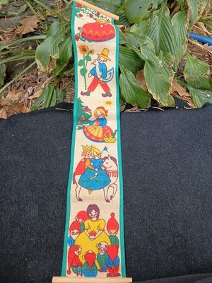 Vintage Denmark Fairy Tale Nursery Rhyme Textile Hanging Wall By Kesa