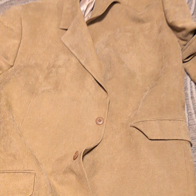 Andrew Fezza Men's 48 Big & Tall Tan Corduroy Blazer Sport 3 Button Notch Lapel