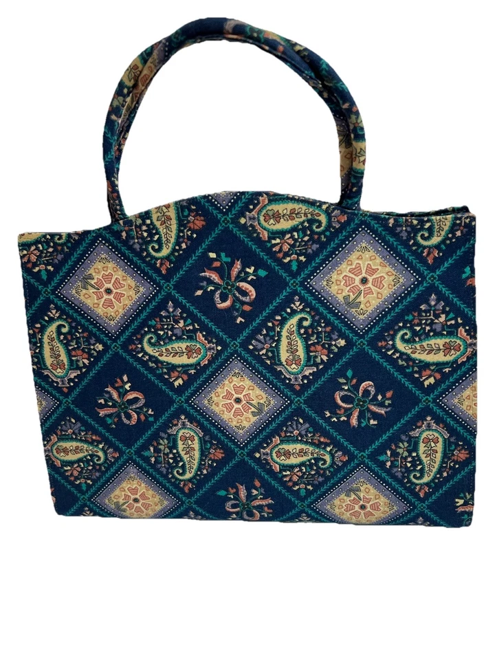 Vtg Johnny Appleseed's Handbag Purse Paisley & Floral Pattern Cottagecore Granny - Image 2 of 4