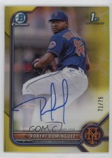 2022 Bowman Chrome Prospect Yellow Refractor 71/75 Robert Dominguez Auto 1e8j
