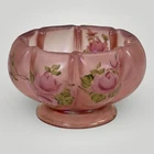 Fenton Pink Iridescent Glass Rose Bowl 5.5in X 3.5in Hand Painted Signed USA