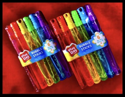 Play day Jumbo bubble sticks/wands 12pk Lot 12.5  long, 2 Bubble Sizes In Wand.