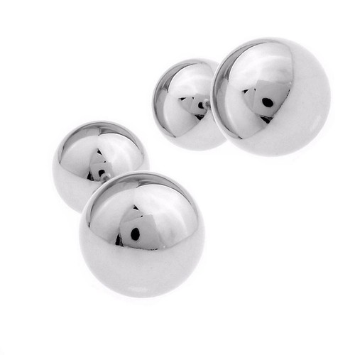 Mens Ladies Luxury Stud Cufflinks Silver Ball Return Unique Gift Top Quality - Picture 5 of 7