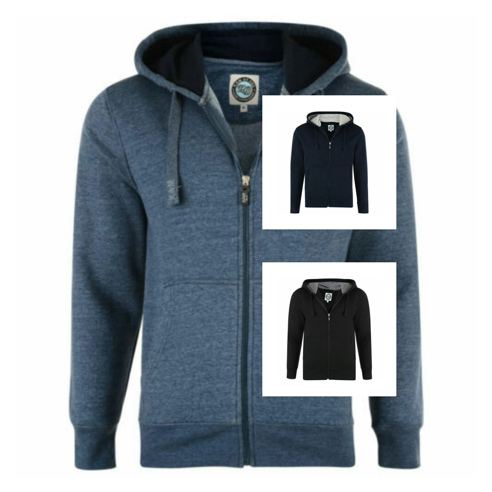 Mens Big Plus Size Plain Sweatshirt Full Zip Hooded Casual Top Jacket 2XL - 6XL