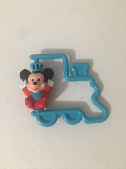 Vintage 1984 Disney Playskool Baby Teething Ring Rattle Mickey Mouse & Train