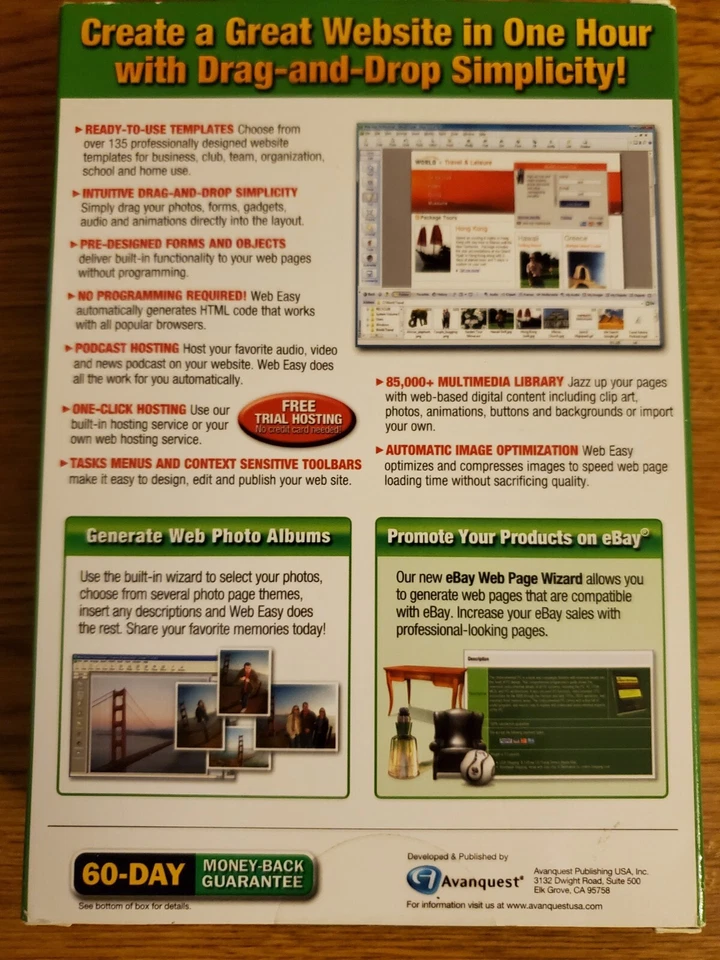 Avanquest WebEasy 7 Web Design PC Software Windows Vista 2000 XP w Disc Manual - Image 4 of 4