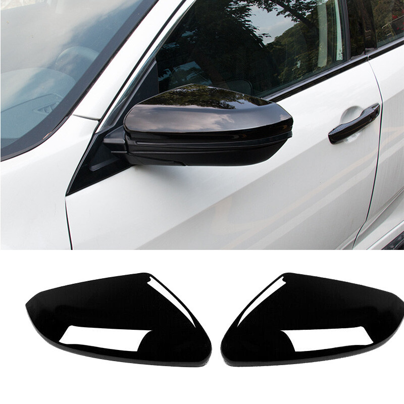 Car Exterior Rear View Mirror Black ABS For Honda Civic 10Th Trim 2PCS 2016-2020
