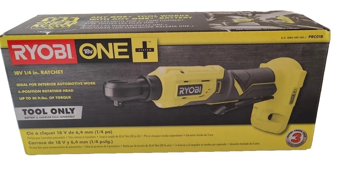 Ryobi ONE+ 18V Cordless Lithium-Ion 1/4in 4-Position Ratchet