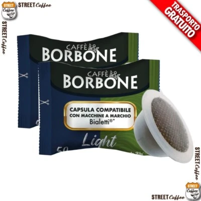 100 Capsule Caffè Borbone Miscela Light Blue e Dek compatibili Bialetti gratis