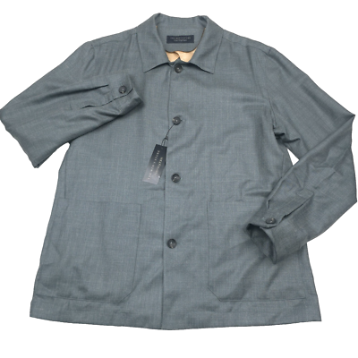 #ad #ad Bloomingdales Wool Chore Jacket Mens 42R Sage Green Melange Micro Hopsack NWT $175.47