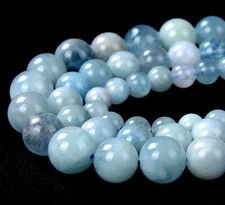 Natural Aquamarine Gemstone Grade AAA Round 6MM 8MM 10MM 12MM Loose Beads D215 