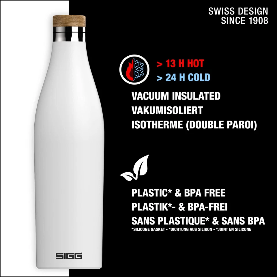 SIGG - Botella de agua aislada - Blanco meridiano - A prueba de fugas y extra delgada - BPA... Foto 2 de 4
