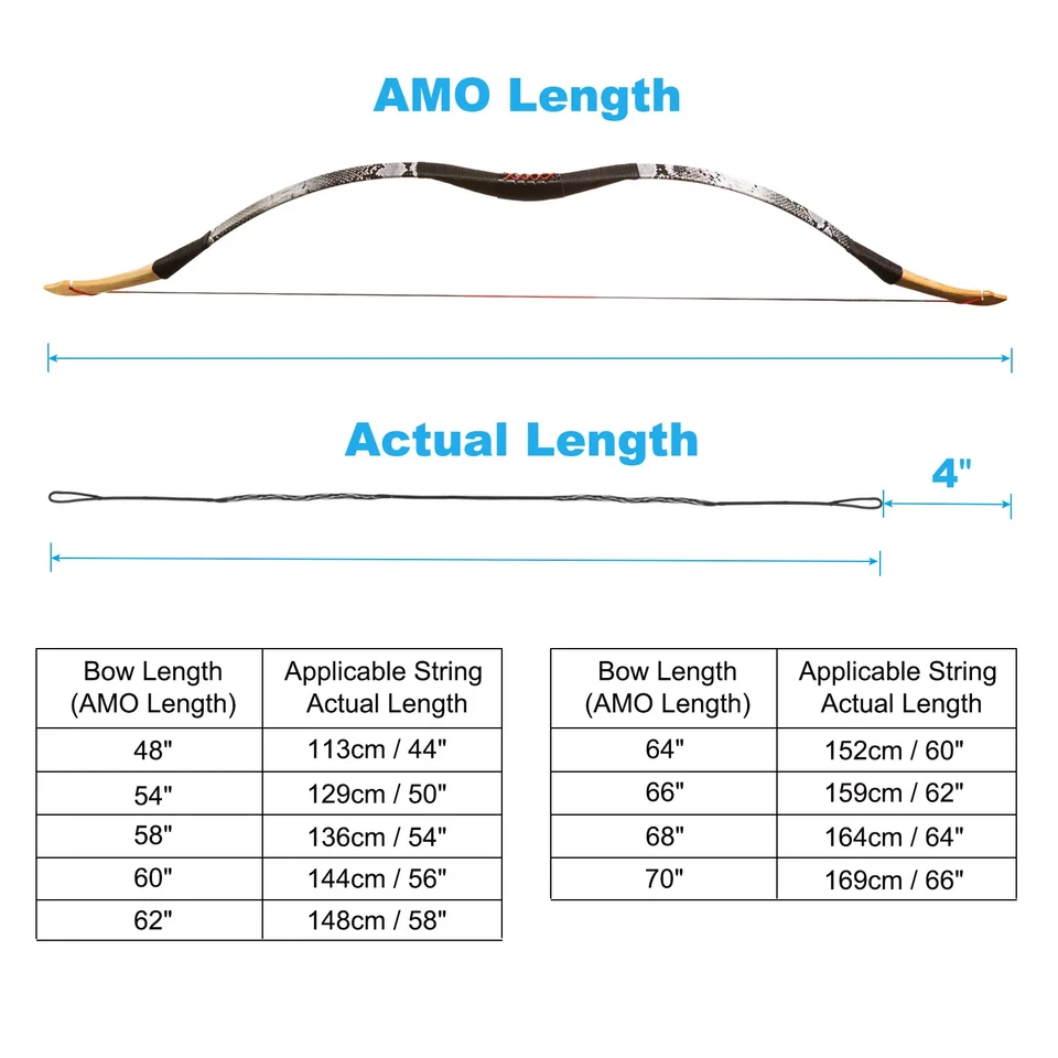 Cuerda de arco de tiro con arco de repuesto hecha a mano AMO 53" para caza con arco recurvo y largo Foto 2 de 4