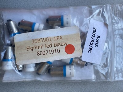 10x Siemens 3SB3901-1PA LED-Lampe | Blau Superhell | BA 9s | 24V AC/DC | NEU & O