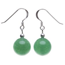 Ohrringe Ohrhänger aus Jade Kugel grün & 925 Silber Ohrschmuck Ohrhaken Damen