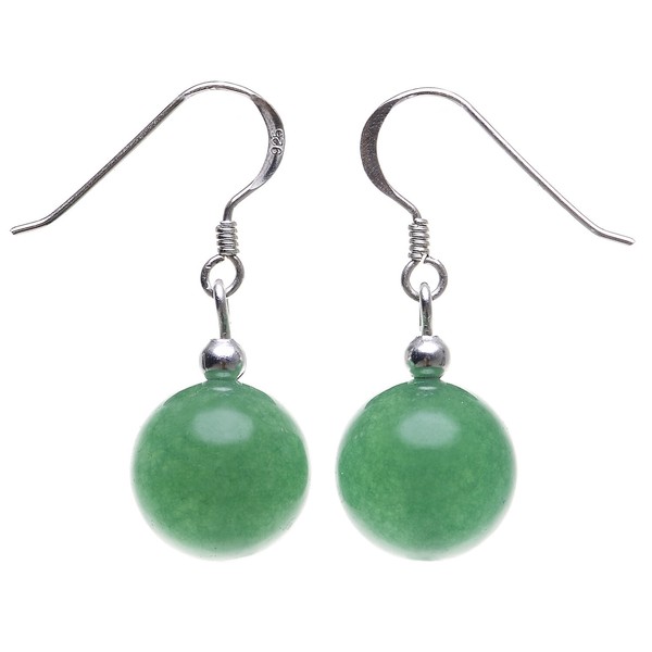 Ohrringe OhrhäNger Aus Jade Kugel GrüN & 925 Silber Ohrschmuck Ohrhaken Damen-image