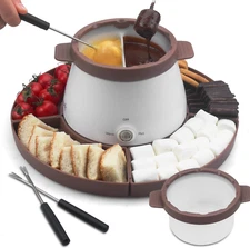 Electric Fondue Pot Set with 2 Pots, Candy & Chocolate Melting Pot, Melting Choc