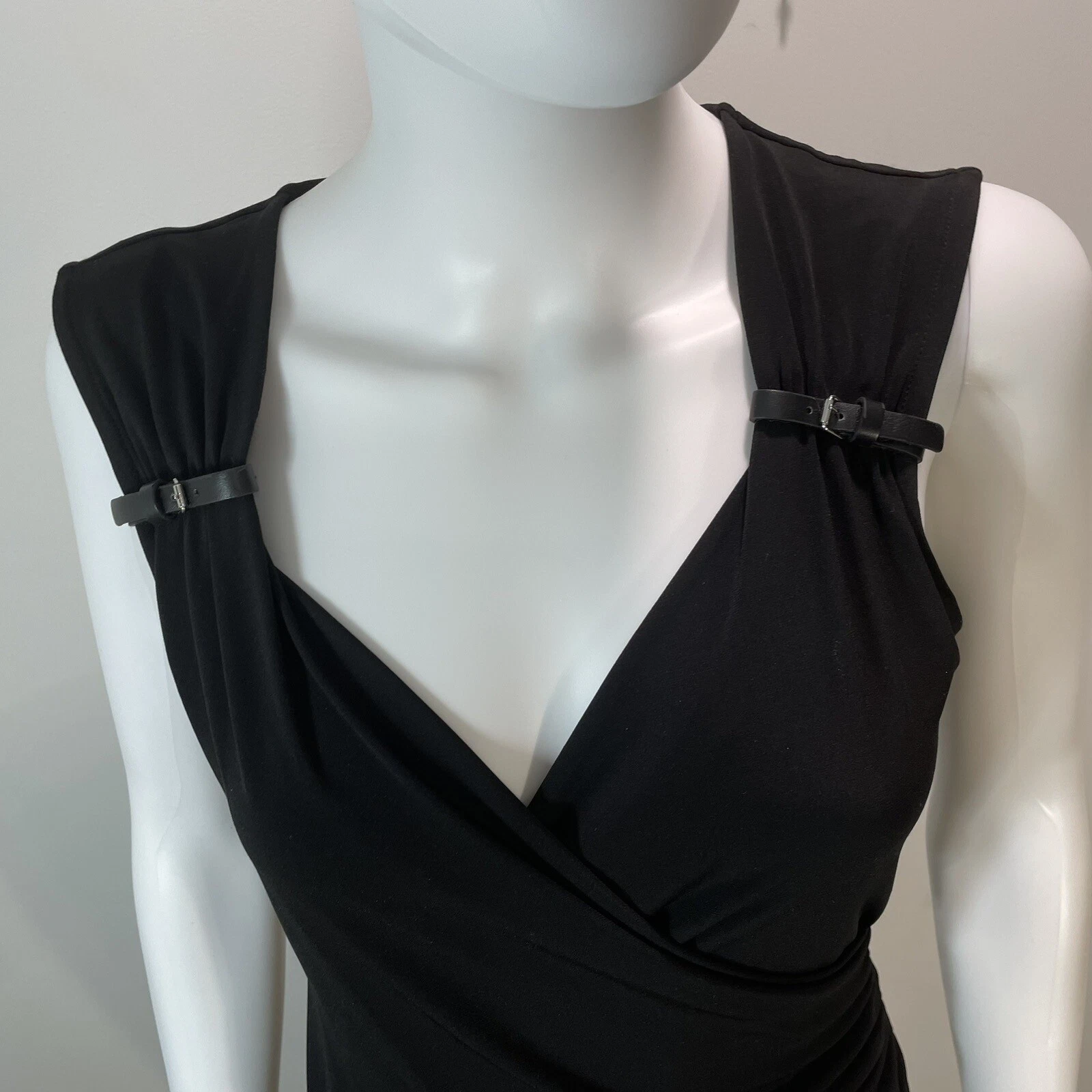 abito michael kors nero sexy aderente fibbia e increspature laterali taglia small