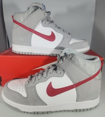Nike Dunk High DH9750-001 Youth Athletic Club Grey Red GS 6.5 Youth Shoes DG34