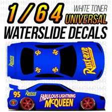 1/64 Scale FABULOUS MCQUEEN Custom White Toner Universal WaterSlide Decals for