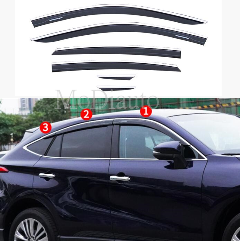 black Window Visor Vent Shades Sun Rain Guard 6pcs For Toyota Venza
