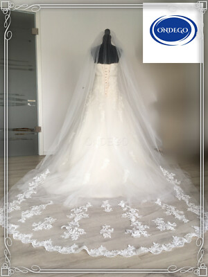 Schleier Brautschleier lang Kathedrale Kirche Spitze ivory Braut Kapelle 3  Meter | eBay