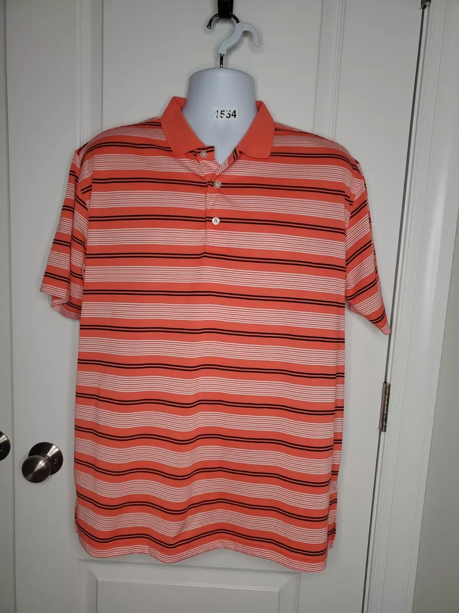 JACK NICKLAUS Adult Men Polo Shirt Size Large L Striped Orange Golf Casual