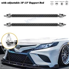 Adjustable Carbon Style Front Bumper Lip Splitter Spoiler Rod Strut Bar 10"-13"