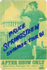 BRUCE SPRINGSTEEN 1981 Backstage Pass Wash., DC 8/7