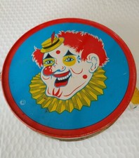 Vintage Toy Tamborine Metal T Cohn Clown Happy MADE IN USA 7" Nice