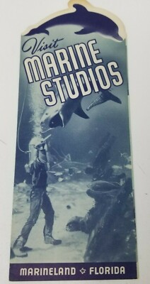 Marine Studios Marineland Underwater Knife Shark Attack Brochure Vintage 1950s