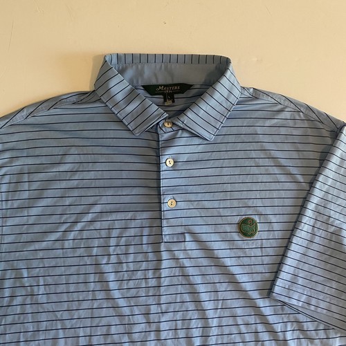 Masters 1934 Mens Large Blue Striped Berckmans Place Masters S/S Golf Polo Shirt | eBay