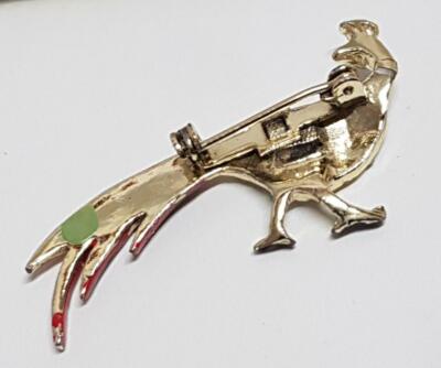 BROCHE ART NOUVEAU Ancienne Dorée avec Pierre Rouge Bijou Ancien EUR 66,08 - FR