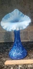 Fenton Blue Opalescent Daisy Fern Jack in the Pulpit-Tulip JIP Vase 10.5" SIGNED