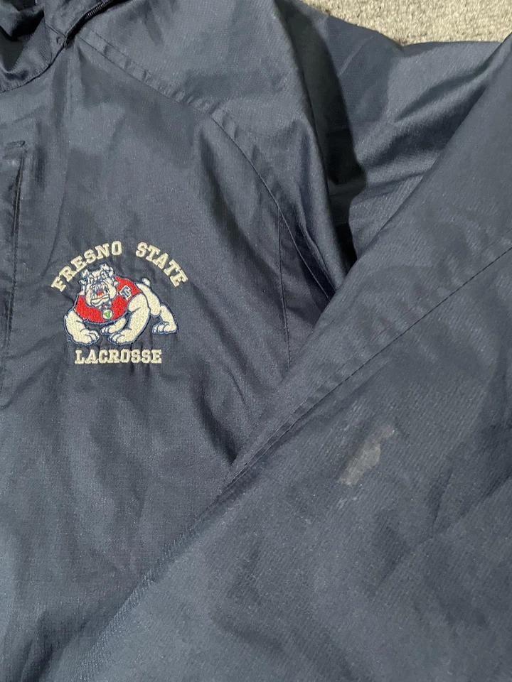 Fresno State Bulldogs 夹克男式中号海军蓝 NCAA 长曲棍球耐克连帽 — 第 3/4 张图片