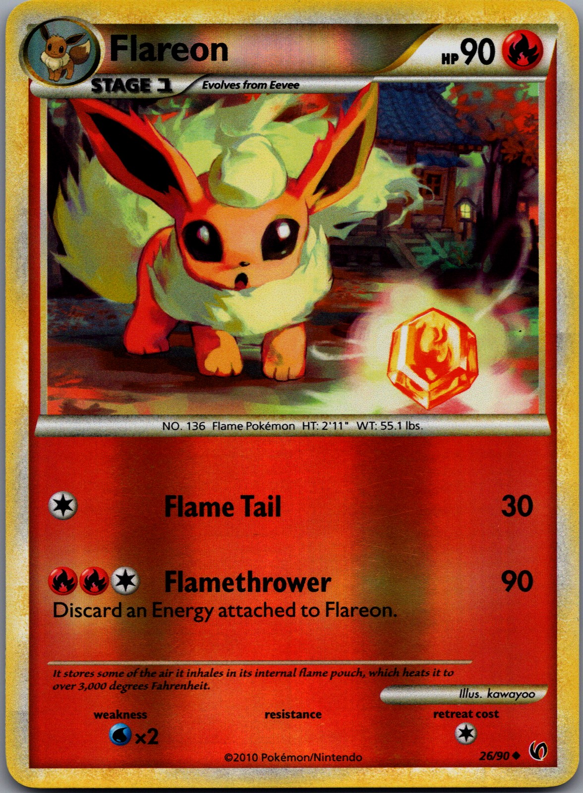 Flareon Reverse Holofoil 26/90 Uncommon Undaunted Near Mint