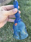 Vintage Fenton Cobalt Aqua Blue Glass Bell Crystal Collectible Italy Hobnail