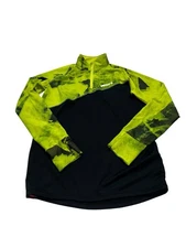 Janji 1/4 Zip Pullover Jacket Men’s M Black & Green Back Pocket Running Gym Flaw