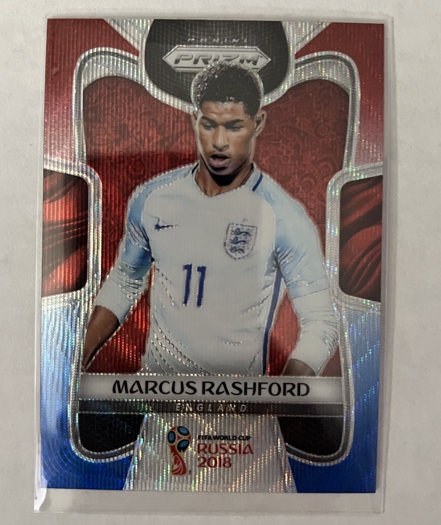 2018 Panini Prizm World Cup Red & Blue Wave Marcus Rashford #72