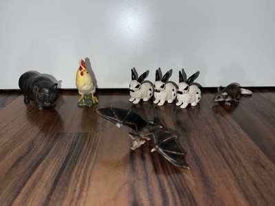 7 Teile Schleich Konvolut Sammlung Bauernhof Esel 2xKuh Schwein Kalb Hahn 2xHuhn